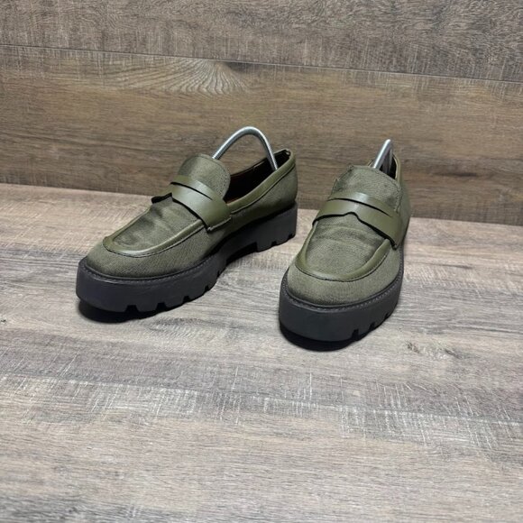Franco Sarto Baliln Olive Platform Loafers Women's Size 11 - Picture 1 of 7